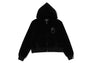 CRYSTAL STONE APE HEAD VELOUR ZIP HOODIE