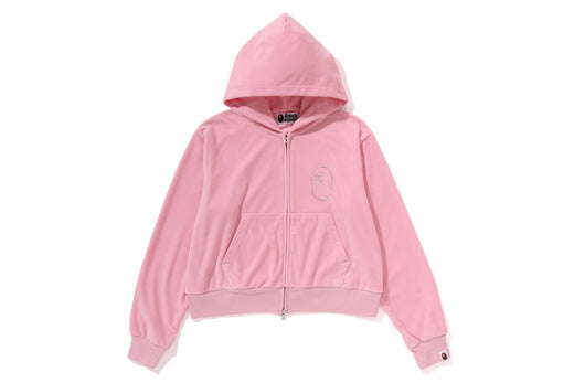 CRYSTAL STONE APE HEAD VELOUR ZIP HOODIE bape