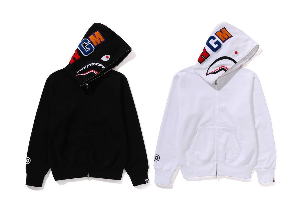 Bape patched shark full zip hoodie best sale