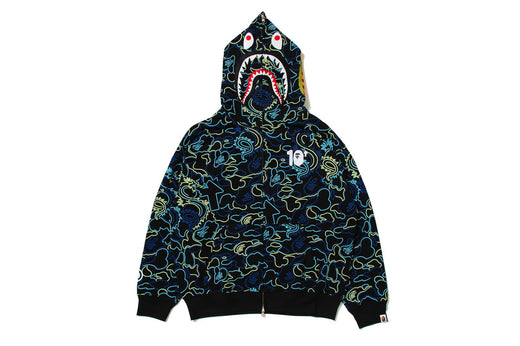 【 BAPE X 88RISING 】GLOW IN THE DARK CAMO SHARK FULL ZIP HOODIE