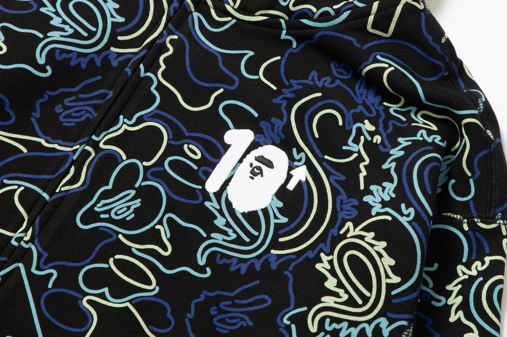 BAPE X 88RISING 】GLOW IN THE DARK CAMO SHARK FULL ZIP HOODIE