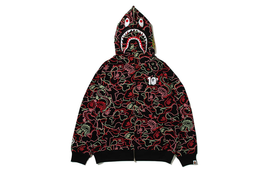 BAPE X 88RISING 】GLOW IN THE DARK CAMO SHARK FULL ZIP