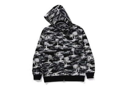 PALM TREE CAMO RELAXED FIT SHARK FULL ZIP HOODIE