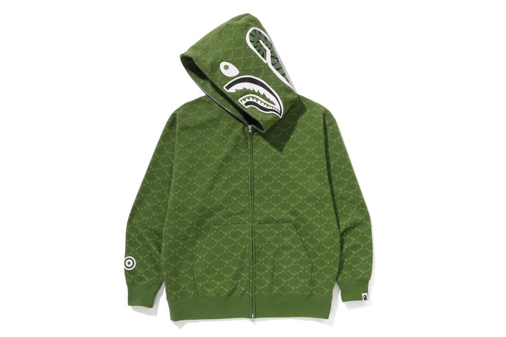 トップス BAPE SHARK PARKA HOODIE GREEN Green × 1st camo green シャーク パーカー Lサイズ shark full zip
