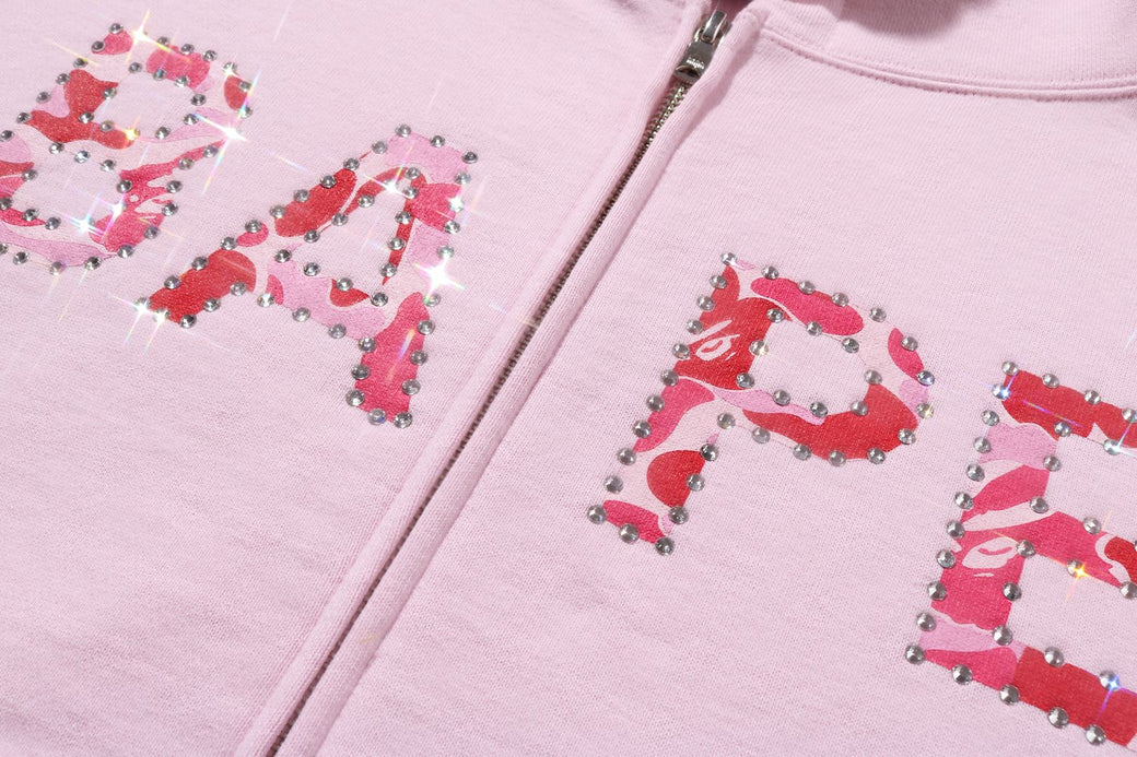 ABC CAMO CRYSTAL LOGO WIDE ZIP HOODIE | bape.com