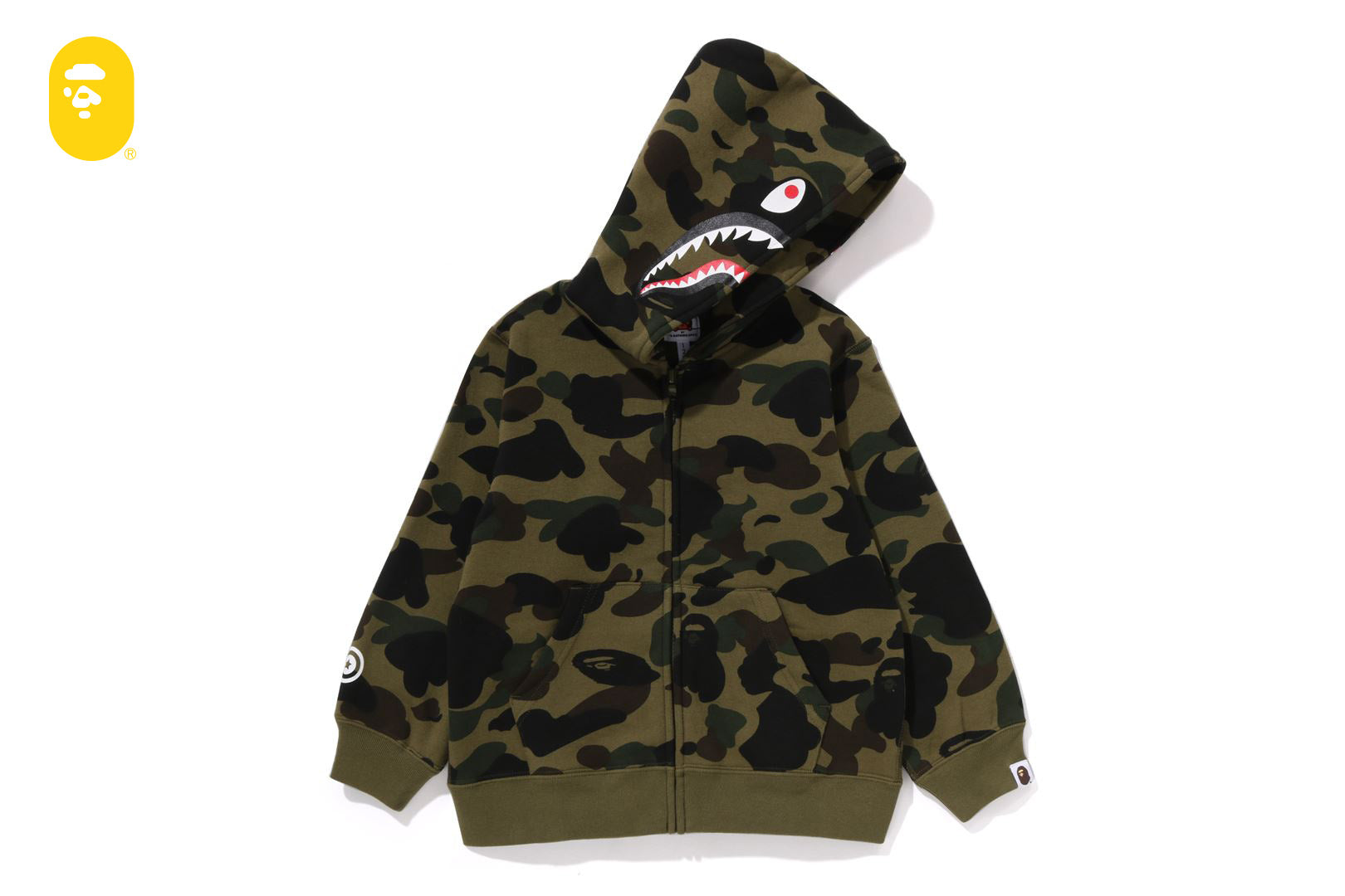 1ST CAMO PATCH PRINT SHARK ZIP HOODIE | bape.com