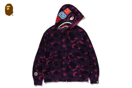 COLOR CAMO CROCHET RELAXED FIT SHARK FULL ZIP HOODIE