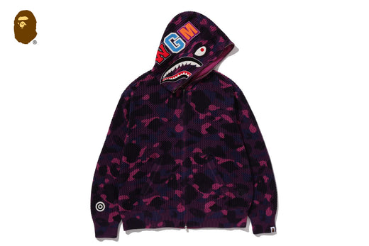 COLOR CAMO CROCHET RELAXED FIT SHARK FULL ZIP HOODIE