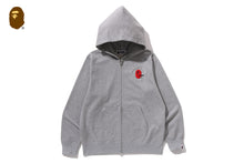 COLLEGE ONE POINT EMBROIDERY ZIP HOODIE