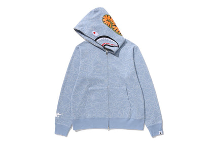 【 BAPE X OVO 】NEON 1ST CAMO JACQUARD SHARK FULL ZIP HOODIE