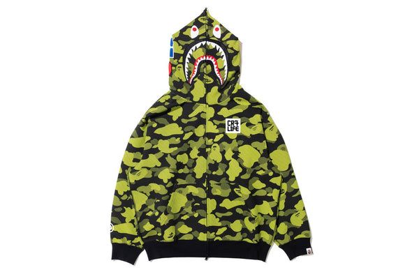 BAPE X CR7 LIFE 】LOGO RELAXED FIT SHARK FULL ZIP HOODIE #1 | bape.com