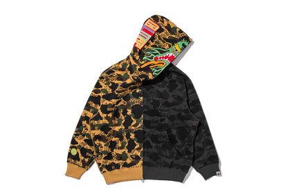 【 BAPE X CLOT 】CAMO SPLIT SHARK RELAXED FIT FULL ZIP HOODIE