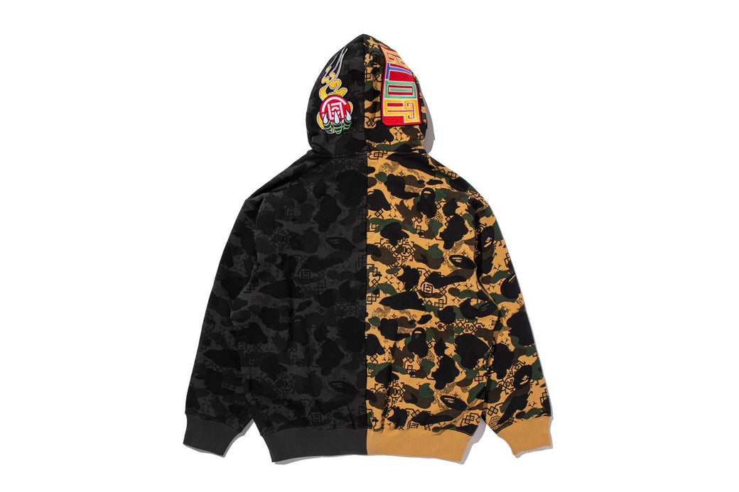 BAPE X CLOT 】CAMO SPLIT SHARK RELAXED FIT FULL ZIP HOODIE | bape.com