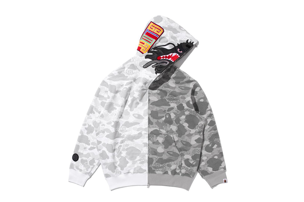 BAPE X CLOT 】CAMO SPLIT SHARK RELAXED FIT FULL ZIP HOODIE | bape.com