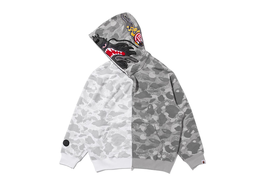 2*9様 【中古】BAPE Tシャツ M ワッフル グレー カモフラージュ レア BAPE X CLOT 】CAMO SPLIT SHARK RELAXED FIT FULL ZIP HOODIE | bape.com