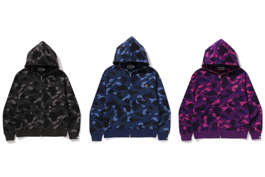 ONE POINT COLOR CAMO CROPPED FULL ZIP HOODIE | bape.com