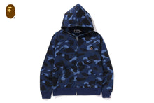 ONE POINT COLOR CAMO CROPPED FULL ZIP HOODIE