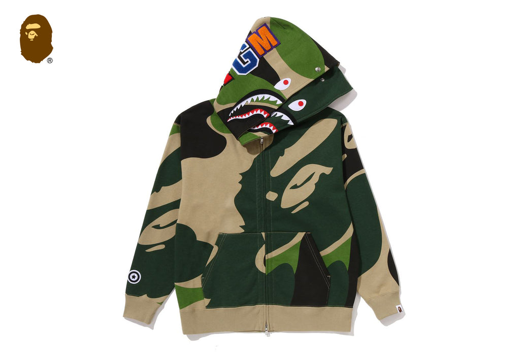 MEGA ABC CAMO DOUBLE SHARK RELAXED FIT FULL ZIP HOODIE | bape.com