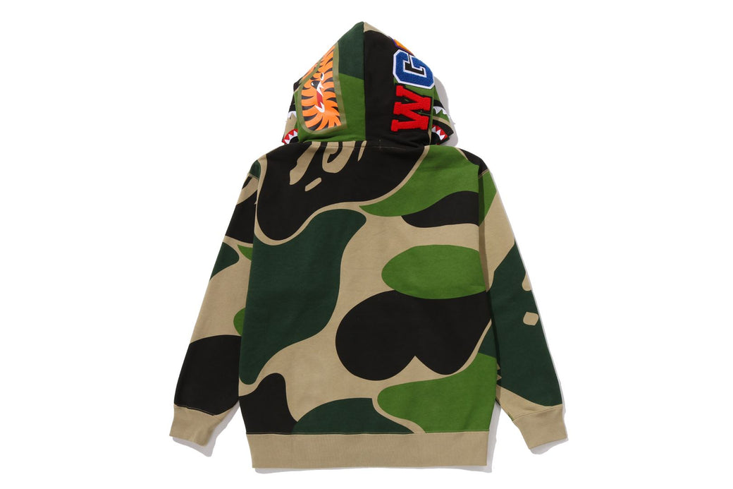 MEGA ABC CAMO DOUBLE SHARK RELAXED FIT FULL ZIP HOODIE | bape.com