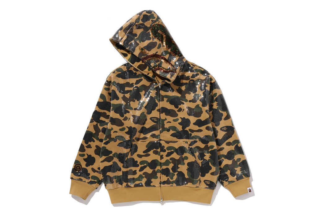 1ST CAMO SEQUIN SHARK RELAXED FIT FULL ZIP HOODIE | bape.com
