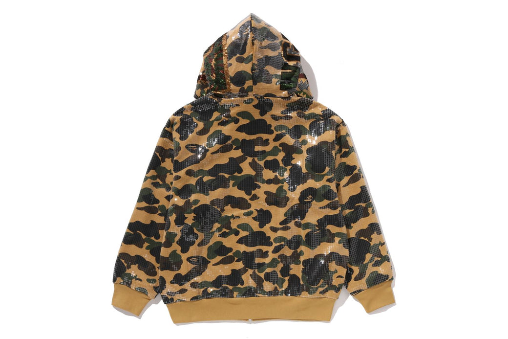 1ST CAMO SEQUIN SHARK RELAXED FIT FULL ZIP HOODIE | bape.com