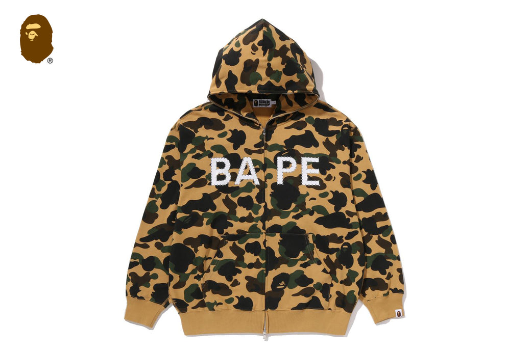 1ST CAMO BAPE LOGO RHINESTONE RELAXED FIT FULL ZIP HOODIE | bape.com