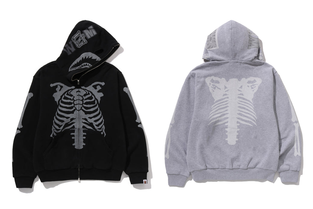 SKELETON SHARK HEAVY WASHED CROPPED FIT FULL ZIP HOODIE | bape.com