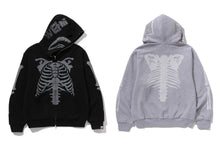 SKELETON SHARK HEAVY WASHED CROPPED FIT FULL ZIP HOODIE