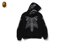 SKELETON SHARK HEAVY WASHED CROPPED FIT FULL ZIP HOODIE