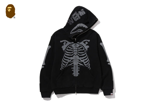 SKELETON SHARK HEAVY WASHED CROPPED FIT FULL ZIP HOODIE