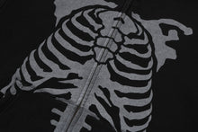SKELETON SHARK HEAVY WASHED CROPPED FIT FULL ZIP HOODIE