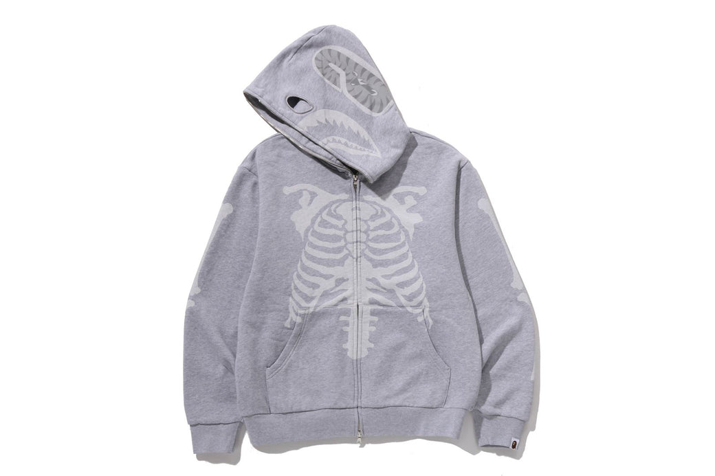 Bape スケルトンフルジップパーカー SKELETON SHARK HEAVY WASHED CROPPED FIT FULL ZIP HOODIE | bape.com
