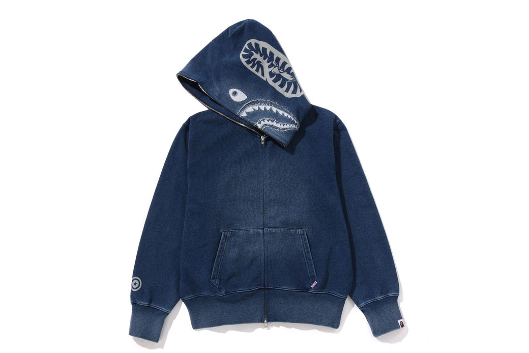 INDIGO SHARK FULL ZIP HOODIE | bape.com