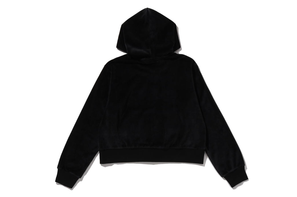 CRYSTAL STONE APE HEAD VELOUR ZIP HOODIE | bape.com
