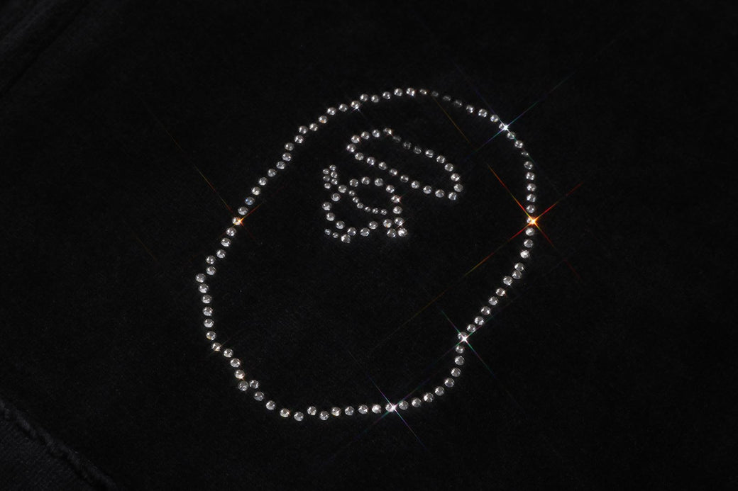 CRYSTAL STONE APE HEAD VELOUR ZIP HOODIE | bape.com