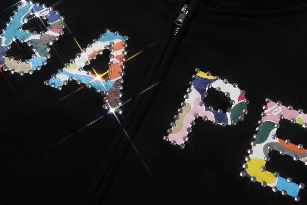 MULTI CAMO CRYSTAL LOGO WIDE ZIP HOODIE | bape.com