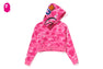 COLOR CAMO CRYSTAL STONE SHARK CROPPED FULL ZIP HOODIE