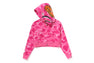 COLOR CAMO CRYSTAL STONE SHARK CROPPED FULL ZIP HOODIE