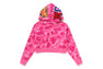 COLOR CAMO CRYSTAL STONE SHARK CROPPED FULL ZIP HOODIE