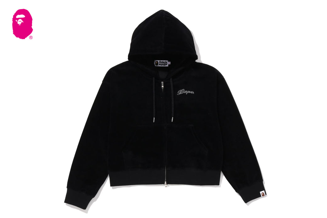 WASHED MULTI LOGO RHINESTONE VELOUR FULL ZIP HOODIE | bape.com