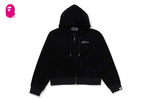 WASHED MULTI LOGO RHINESTONE VELOUR FULL ZIP HOODIE | bape.com