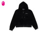 WASHED MULTI LOGO RHINESTONE VELOUR FULL ZIP HOODIE