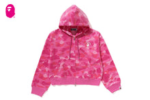 COLOR CAMO APE HEAD SEQUIN CROPPED FULL ZIP HOOOIE