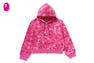 COLOR CAMO APE HEAD SEQUIN CROPPED FULL ZIP HOOOIE