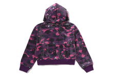 COLOR CAMO APE HEAD SEQUIN CROPPED FULL ZIP HOOOIE