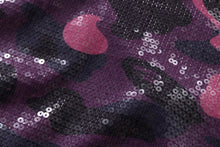 COLOR CAMO APE HEAD SEQUIN CROPPED FULL ZIP HOOOIE