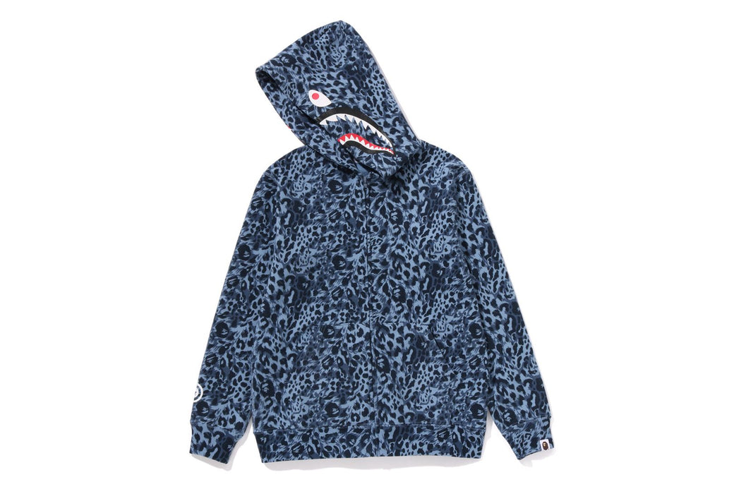 Apeカモフラージュ柄サメ刺繍 WILD LEOPARD PATTERN SHARK ZIP HOODIE | bape.com