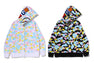 NEW MULTI CAMO SHARK FULL ZIP HOODIE
