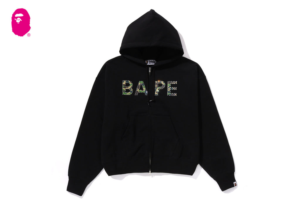 ABC CAMO CRYSTAL LOGO WIDE ZIP HOODIE | bape.com
