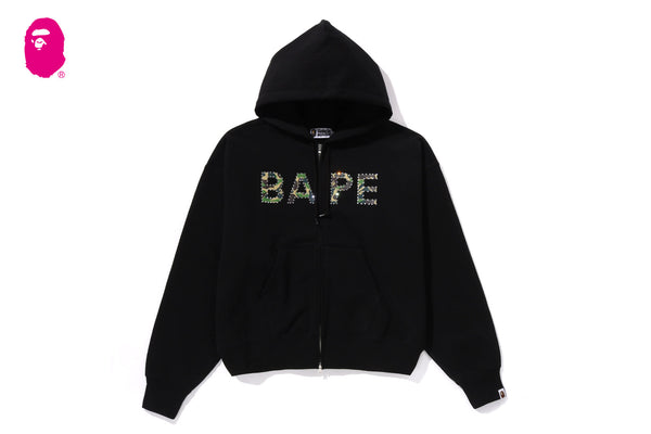 ABC CAMO CRYSTAL LOGO WIDE ZIP HOODIE | bape.com